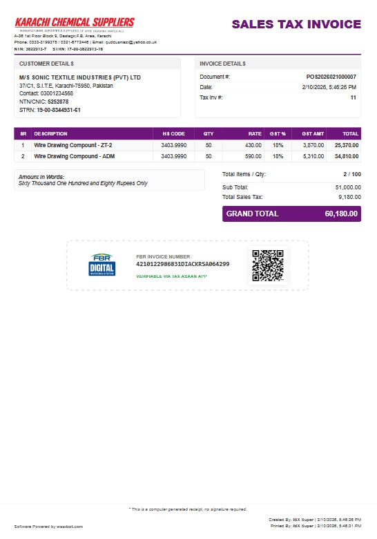 Standard FBR Invoice